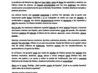 Reading Comprehension about "México"