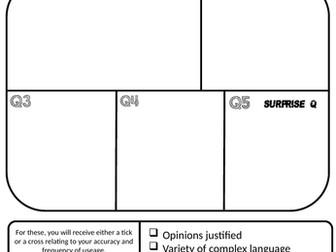 GCSE Speaking Photo Card Pupil Feedback Sheet - Reduce marking time!