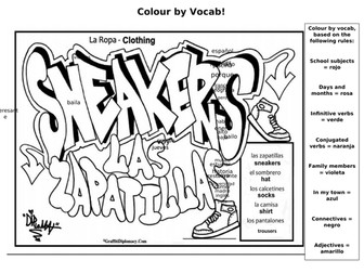 Spanish 'colour by vocab' sheet - perfect for cover