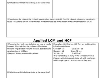 hcf and lcm problem solving worksheet