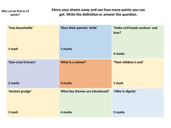 Romeo and Juliet Prologue Recap Quiz