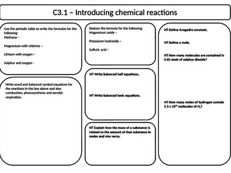 OCR Gateway A Combined Science - C3 Revision sheets