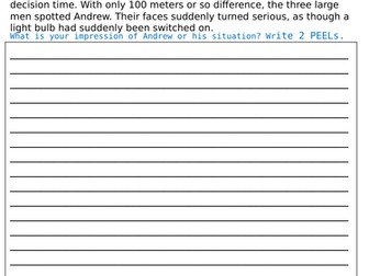 A series of weekly reading homework tasks