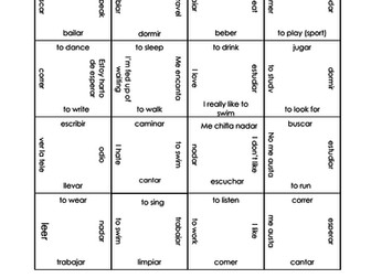 Spanish opinions and infinitive verbs magic squares puzzle