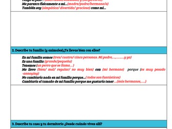 YEAR 10 Oral questions CIE IGCSE with scaffolding- Spanish