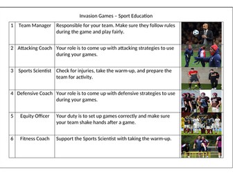 Invasion Games -  Sport Education roles