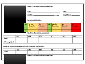 KS3 PE Passports for Regular AFL of Students Grades