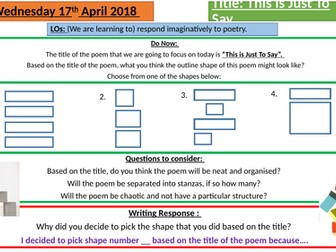 Responding to Poetry Lesson- Perfect for an Outstanding Interview- This is just to Say