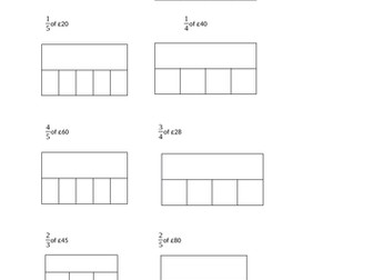Fractions of amounts sheet with bars