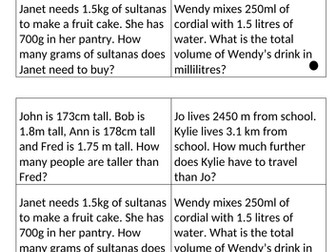 Metric conversions group work