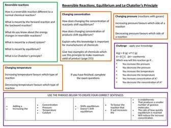 AQA 9-1 Chemistry Equilibrium / Le Chatelier's Revision Board