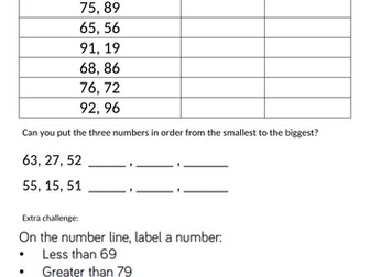 Y1 maths mastery planning  for White Rose Maths Summer Block 4 Place Value within 100 week 1