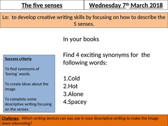 Creative writing focus on the senses