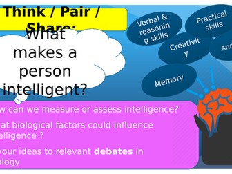 OCR A LEVEL PSYCHOLOGY: CHILD PSYCHOLOGY TOPIC 1: INTELLIGENCE (BIOLOGICAL) 3 LESSONS