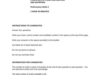 Mock paper for EDUQAS Food Preparation and Nutrition