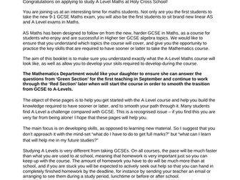 Bridging the gap between GCSE and A-level New Curriculum