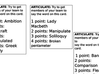 Macbeth Articulate Cards