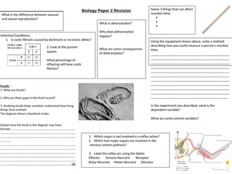 AQA Trilogy Biology Paper 2 Revision Mat GCSE