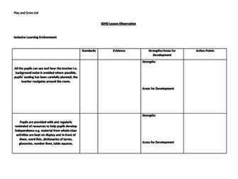 Play and Grow Ltd Lesson Observation Proforma