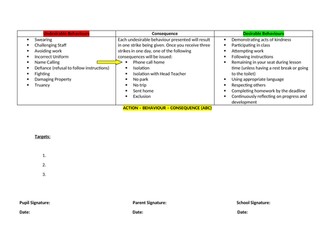 Play and Grow Ltd Action Behaviour Consequence Chart