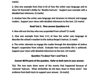 Edexcel English Language Paper 2 Section A: Reading Non Fiction Texts
