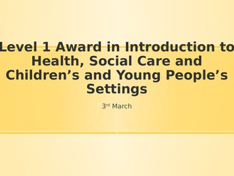 Health and Social Care  Level 1 CACHE NCFE Intro MU 1.4 Safeguarding in health and social care