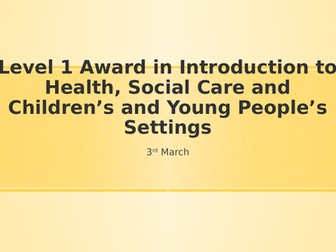 Health and Social Care  Level 1 CACHE NCFE Intro MU 1.4 Safeguarding in health and social care