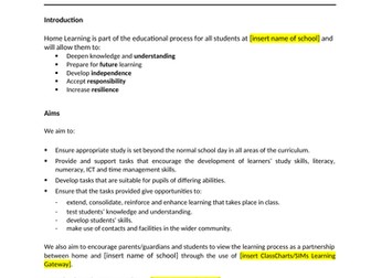 Complete Home Learning Policy - Ready for you to edit to suit your school or department