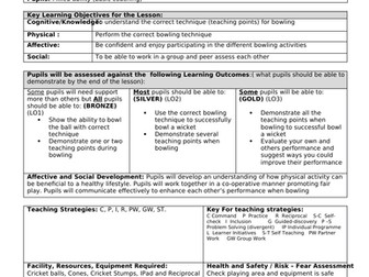 Cricket Bowling Lesson Plan