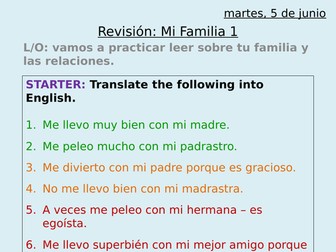 Revision for Mi Familia