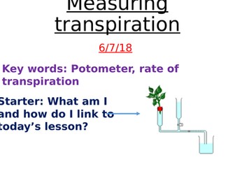 Measuring transpiration- potometers