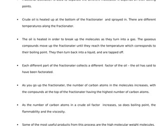 Dodgy  (Fractional) Distillation - GCSE Organic Chemistry Fuels Alkanes Alkenes AFL Exercise