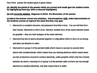 Bonding and Structure AFL Exercise - Identify Errors in Descriptions of Ionic and Covalent