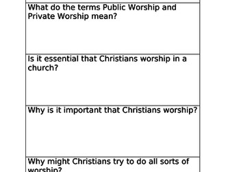 L2. Public and Private Worship AQA Religious Studies GCSE Christianity