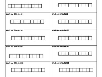 Percentages of amount with bar models