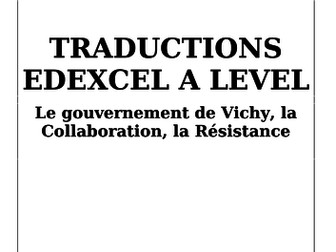 A Level Translation Booklet - Vichy, Collaboration et Résistance