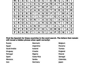 World Cup 2018 Spanish word search
