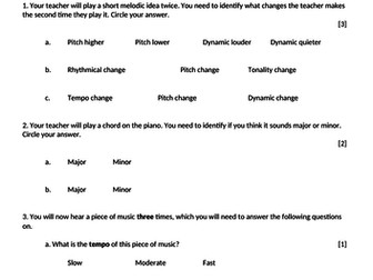 Year 8 Music - End of Year Exam