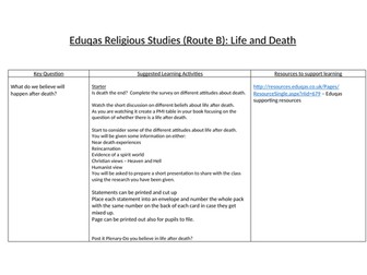 Eduqas Route B Life and Death scheme of work
