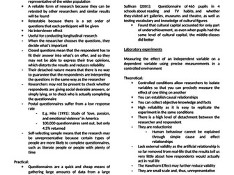 AQA A Level Sociology Research Methods Notes