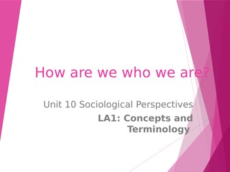 Unit 10 Sociological perspectives in Health and Social Care- an introduction