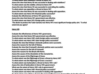 OCR A-Level History Early Tudors 1485-1558 Practice Questions