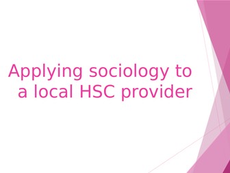 Unit 10 Sociological perspectives in Health and Social Care- applying HSC to a local HSC provider