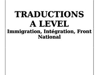 A Level Translation booklet  - Immigration, Intégration, Le Front National