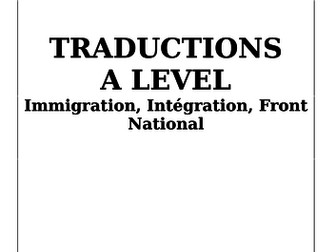 A Level Translation booklet  - Immigration, Intégration, Le Front National