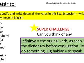 The Preterite Tense (regular AR verbs)