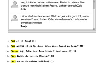 AQA German GCSE Reading Revision - Answering in German