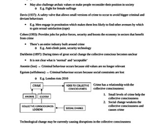 AQA A-level Sociology Crime and Deviance notes