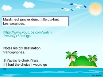 Holidays, speaking and writing lesson. New (9-1) GCSE.