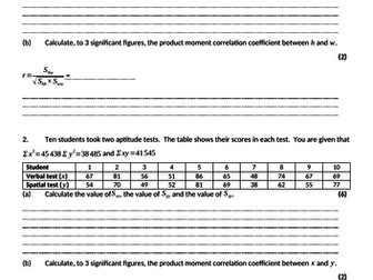 Statistics Revision Worksheets